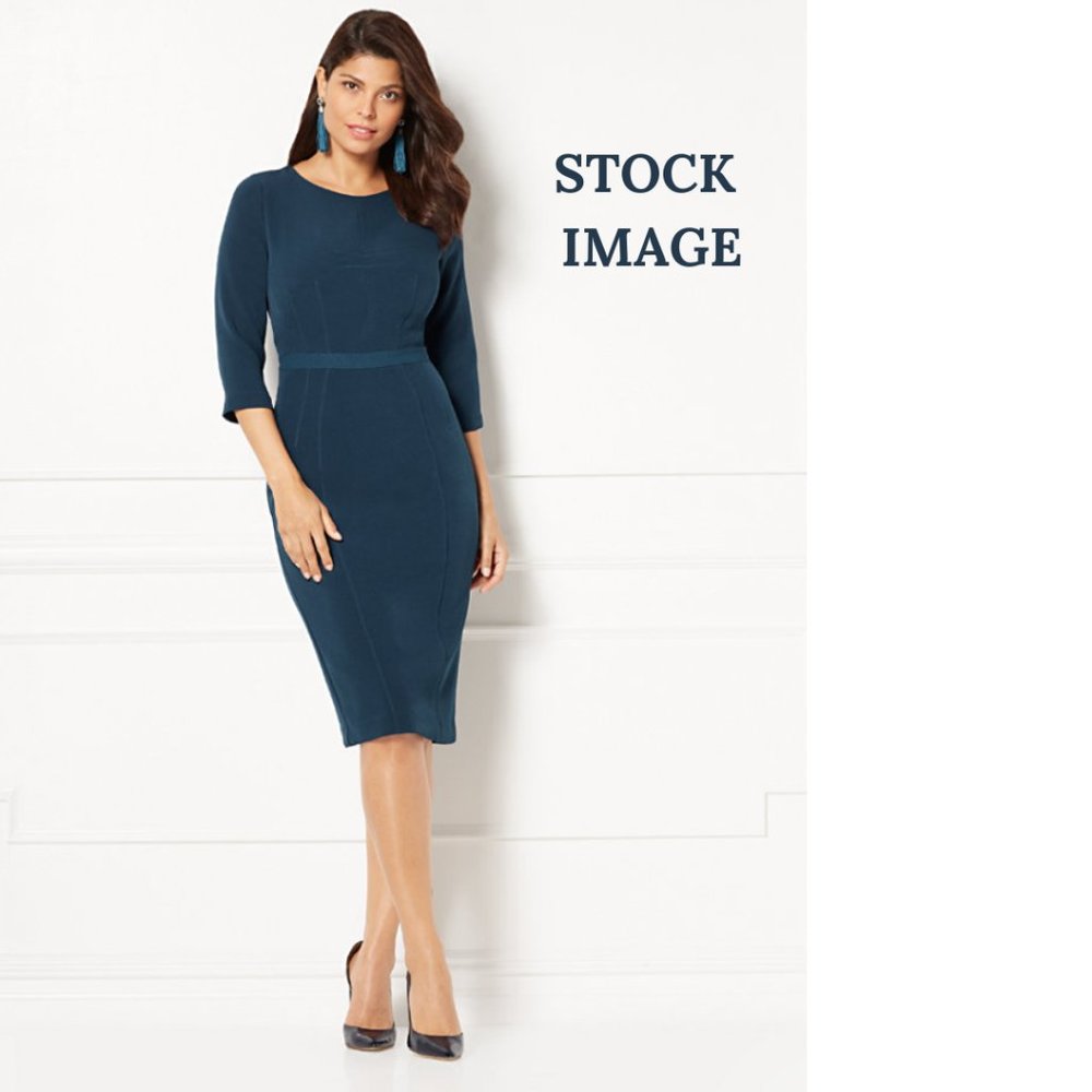 EVA MENDES FOR NY&CO - NEW WITH TAGS - MEDIUM - TEAL BLUE - ELBOW SLEEVE DRESS